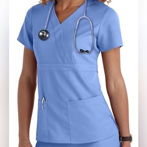 NWT Grey’s Anatomy Brand by Barco Scrub Top Ceil Blue Size XL